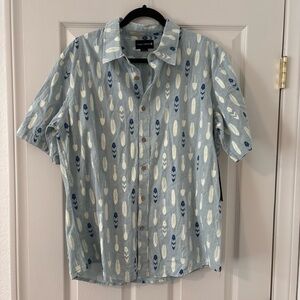 NWT Ocean Current Men’s Button Down Shirt Hawaiian Aloha Surfboard Blue Cotton L